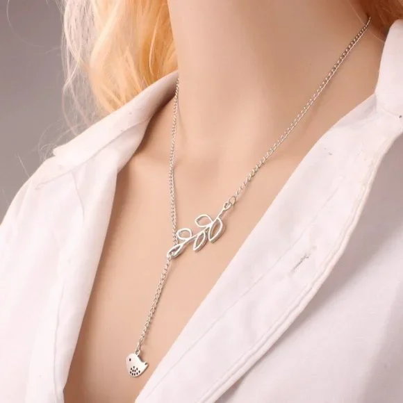 Necklace Woman Geometric Drop Bird And Leaf Bar Jewelry Trendy - Picture 3 of 3